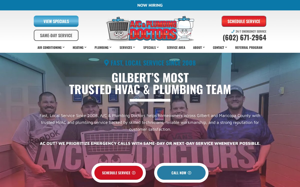 A/C & Plumbing Doctors homepage