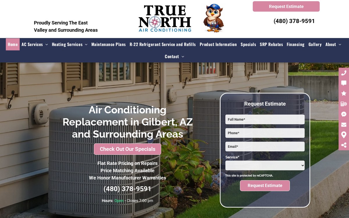 True North Air Conditioning homepage